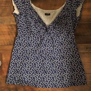 J. crew polka dot front twist swing top